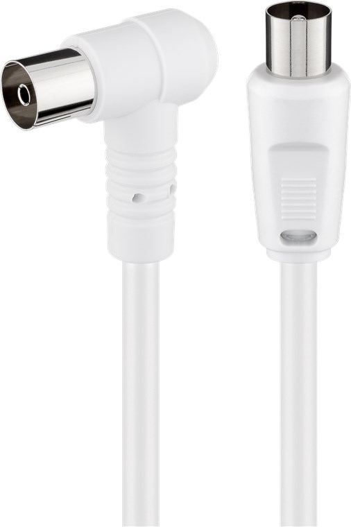 Goobay Vinklet antennekabel (80 dB), dobbeltskjermet koaksialplugg > koaksialstikkontakt 90° (helskjermet), 2,5 m