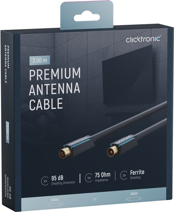 ClickTronic Koaxialkabel Premiumkabel | Koaxialkontakt  Koaxialkoppling | 3,0 m | > 95 dB