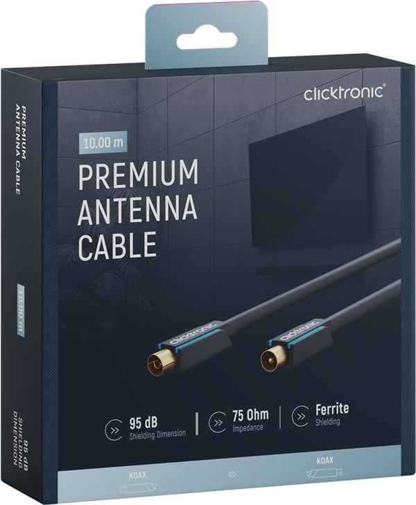 ClickTronic Koaksialkabel Premium-kabel | Koaksialkontakt Koaksialkobling | 10,0 m | > 95 dB