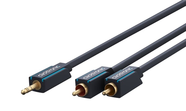 ClickTronic 3,5 mm AUX til RCA-adapterkabel, premium stereokabel, 1x 3,5 mm jackplugg, 2x cinchplugg, 7,5 m, OFC innerleder