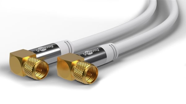 Goobay SAT-antennekabel (135 dB), 4 x skjermet gullbelagt, F-plugg 90° > F-plugg 90°, 5 m