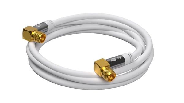 Goobay SAT-antennekabel (135 dB), 4 x skjermet gullbelagt, F-plugg 90° > F-plugg 90°, 5 m