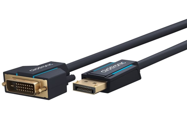 ClickTronic Adapterkabel for aktiv DisplayPort™ til DVI-D Premium-kabel | 1x DisplayPort™-kontakt >> 1x DVI-D-kontakt | 2,0 m | WUXGA @ 60 Hz