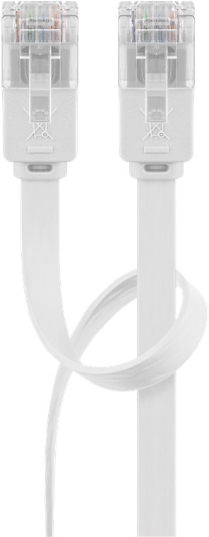 Goobay CAT 6 flat patchkabel, U/UTP, hvit kobberleder (CU), 20 m