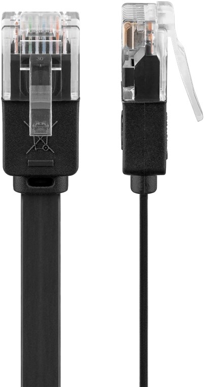Goobay CAT 6 flat patchkabel, U/UTP, svart kobberleder (CU), 15 m