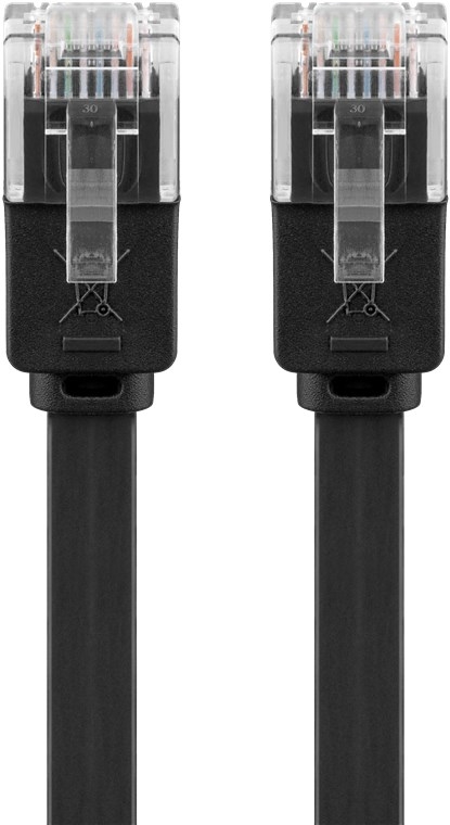 Goobay CAT 6 flat patchkabel, U/UTP, svart kobberleder (CU), 20 m