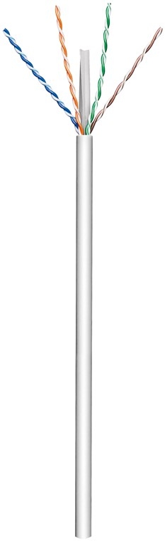 Goobay CAT 6 patchkabel, U/UTP, grå kobberbelagt aluminiumsleder (CCA), AWG 23/1 (solid), PVC-kappe, 305 m