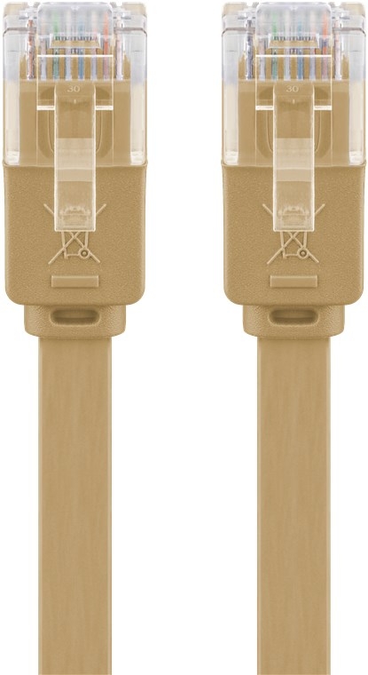 Goobay CAT 6 platt patchkabel, U/UTP, ljusbrun kopparledare (CU)