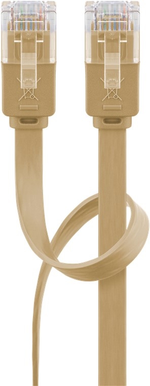 Goobay CAT 6 flat patchkabel, U/UTP, lysebrun kobberleder (CU), 15 m