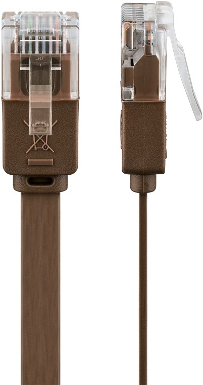 Goobay CAT 6 platt patchkabel, U/UTP, mörkbrun kopparledare (CU)