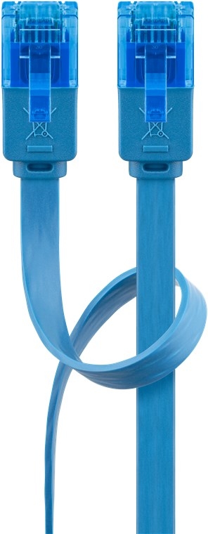 Goobay CAT 6A flat patchkabel, U/UTP, blå kobberleder (CU), 1 m
