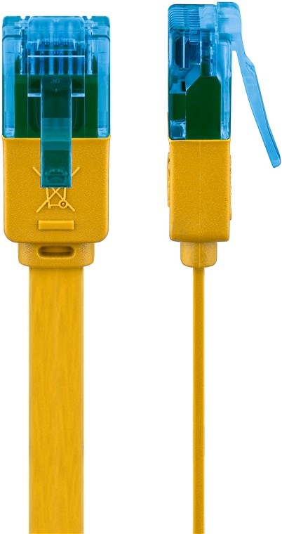 Goobay CAT 6A platt patchkabel, U/UTP, gul kopparledare (CU)