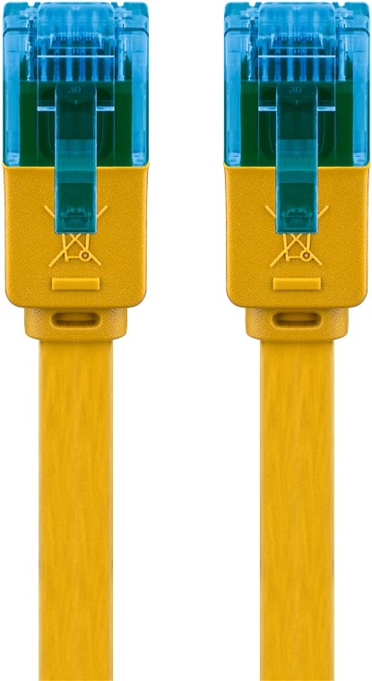 Goobay CAT 6A platt patchkabel, U/UTP, gul kopparledare (CU)