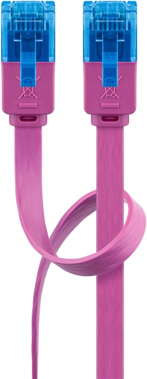 Goobay Flad netværkskabel CAT 6A, U/UTP, magenta kobberleder (CU), 2 m