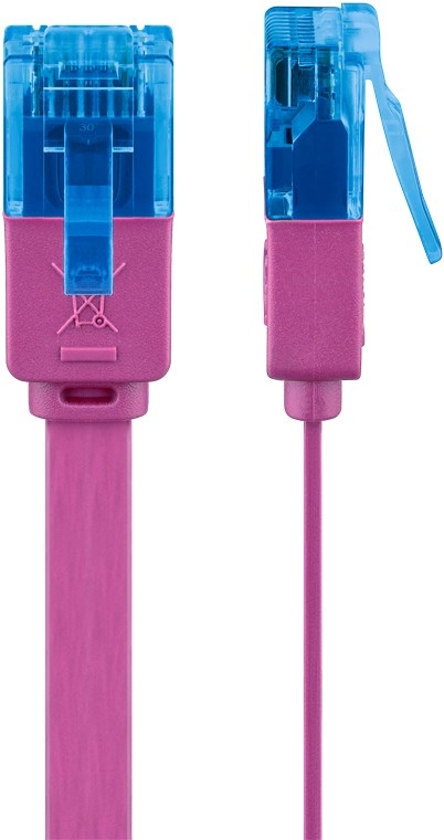 Goobay Flad netværkskabel CAT 6A, U/UTP, magenta kobberleder (CU), 2 m