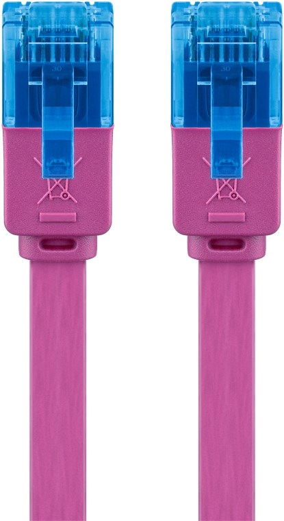 Goobay Flad netværkskabel CAT 6A, U/UTP, magenta kobberleder (CU), 2 m