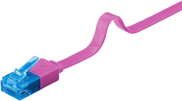 Goobay Flad netværkskabel CAT 6A, U/UTP, magenta kobberleder (CU), 2 m