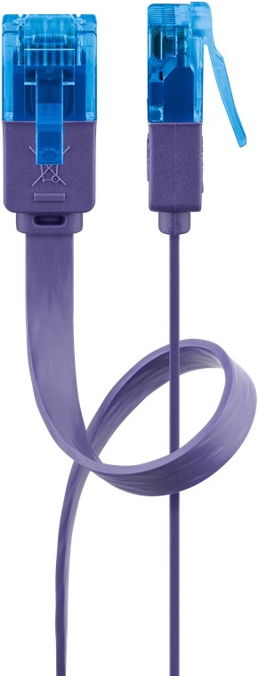 Goobay Flad netværkskabel CAT 6A, U/UTP, violet kobberleder (CU), 2 m