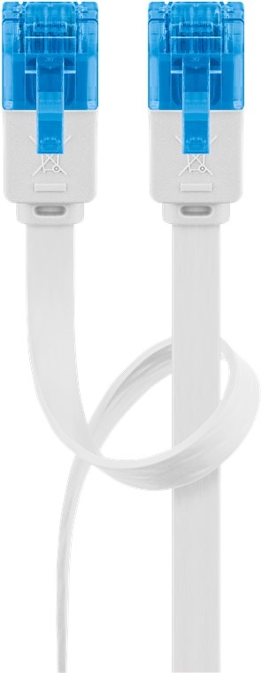 Goobay CAT 6A platt patchkabel, U/UTP, vit kopparledare (CU), 2 m