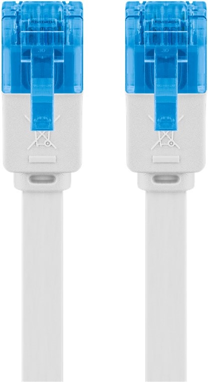 Goobay CAT 6A flat patchkabel, U/UTP, hvit kobberleder (CU), 10 m
