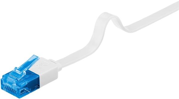 Goobay CAT 6A flat patchkabel, U/UTP, hvit kobberleder (CU), 10 m