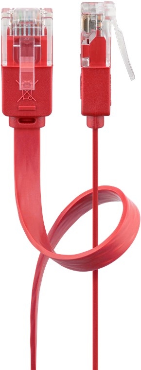 Goobay CAT 6 platt patchkabel, U/UTP, röd kopparledare (CU)
