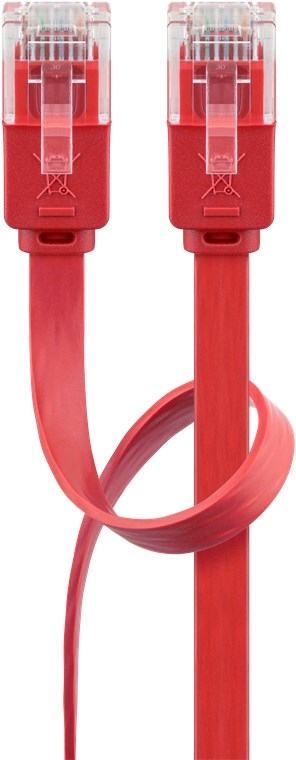 Goobay CAT 6 platt patchkabel, U/UTP, röd kopparledare (CU)