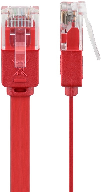 Goobay CAT 6 platt patchkabel, U/UTP, röd kopparledare (CU)