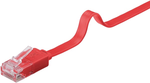 Goobay CAT 6 platt patchkabel, U/UTP, röd kopparledare (CU)
