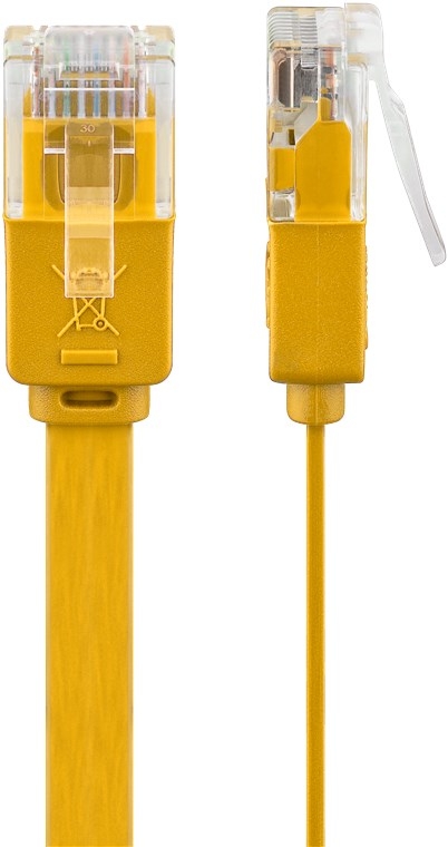 Goobay CAT 6 flad netværkskabel, U/UTP, gul kobberleder (CU), 3 m