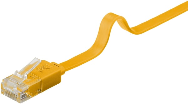Goobay CAT 6 flad netværkskabel, U/UTP, gul kobberleder (CU), 3 m