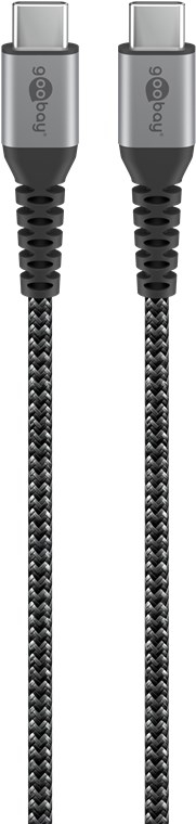 Goobay USB-C™ til USB-C™ tekstilkabel med metallkontakter 0,5 m elegant og ekstra robust tilkoblingskabel for enheter med USB-C™-port