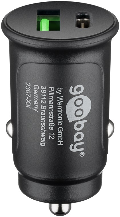 Goobay Dual-USB Auto Fast Charger USB-C™ PD (Power Delivery) (30W) 30W (12/24V) egnet for enheter med USB-C™ (Power Delivery), for eksempel iPhone 12