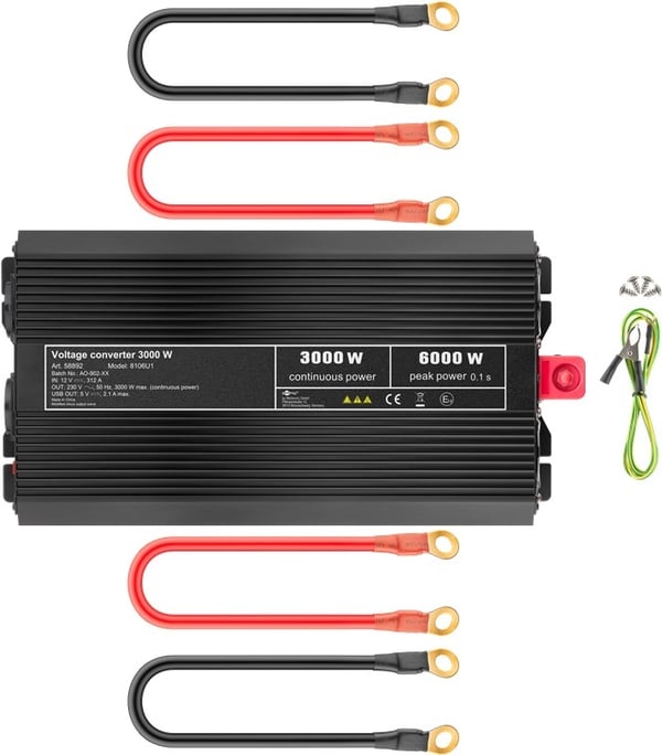 Goobay Spenningsomformer DC/AC (12 V - 230 V/3000 W) USB konverterer 12 V DC til 230 V AC