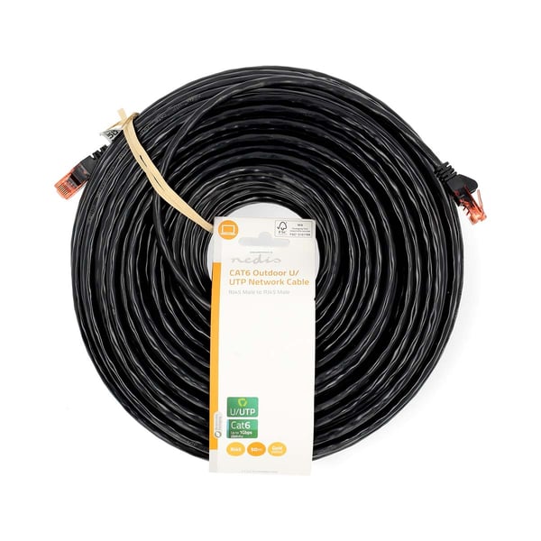 Nedis Kat 6 kabel | RJ45 Han | RJ45 Han | U/UTP | 50.0 m | Udendørs | Runde | PE | Sort | Label