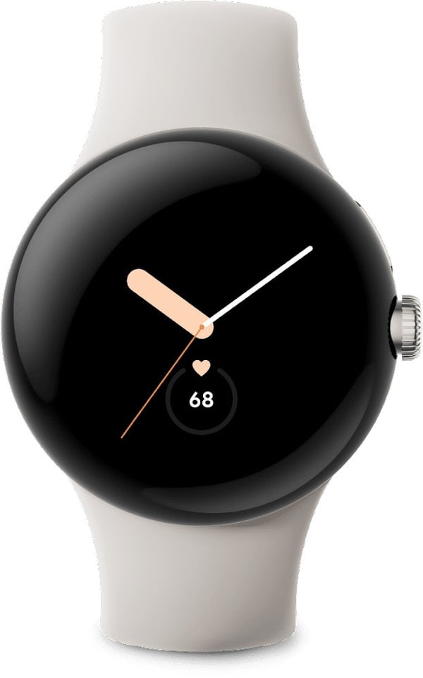 Google Pixel Watch WiFi -älykello, Polished Silver / Chalk