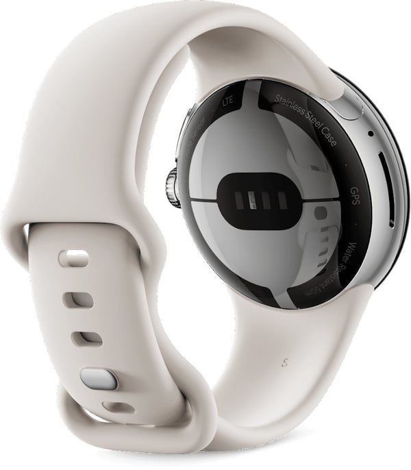 Google Pixel Watch WiFi -älykello, Polished Silver / Chalk