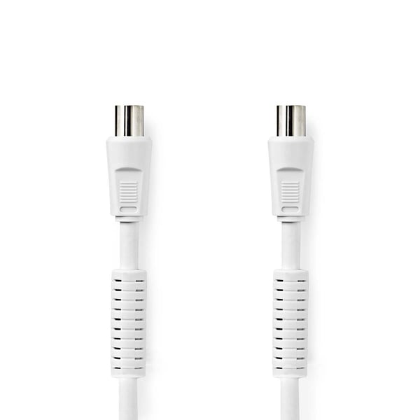 Nedis Coax Cable | IEC (Coax) Han | IEC (Coax) Hun | Nikkel belagt | 120 dB | 75 Ohm | Quad skjermet | 5.00 m | Rund | PVC | Hvit | Label