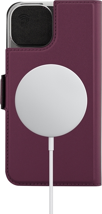 Wave BookCase - beskyttelsesveske, MagSafe-kompatibel, iPhone 15, smoky sangria