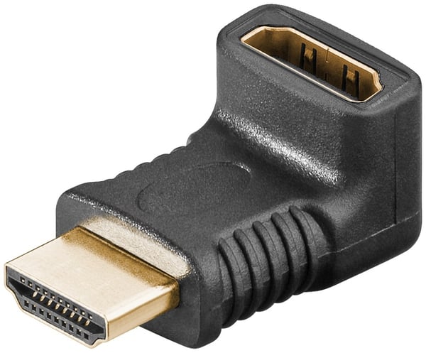 Goobay HDMI™-vinkeladapter för koaxialkabel, Guldpläterad (4K @ 60 Hz) HDMI™-uttag (typ A) > HDMI™ kontakt (typ A) 90 °