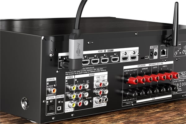Goobay HDMI™-vinkeladapter för koaxialkabel, Guldpläterad (4K @ 60 Hz) HDMI™-uttag (typ A) > HDMI™ kontakt (typ A) 90 °