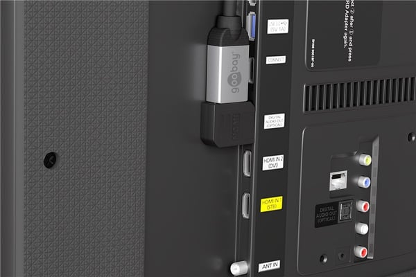 Goobay HDMI™-vinkeladapter 90°, gullbelagt, 8K @ 60 Hz HDMI™-kontakt (type A) > HDMI™-plugg (type A) 90°