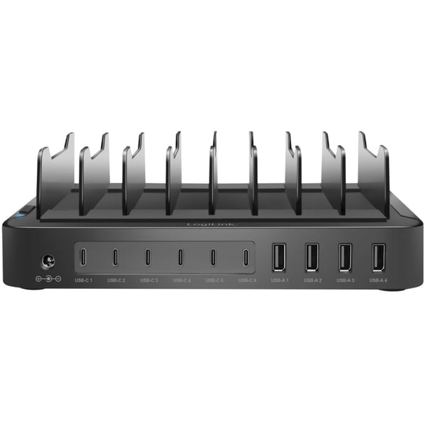 LogiLink Laddstation 10 portar 6st USB-C + 4st USB-A PD/QC3.0 120W