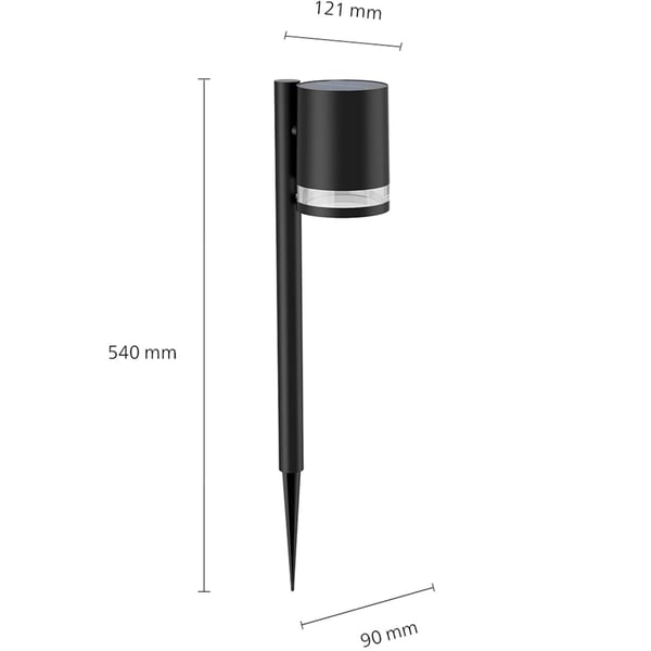 Philips Fyce Solar hagelampe - rett, ultraeffektiv LED 200lm svart