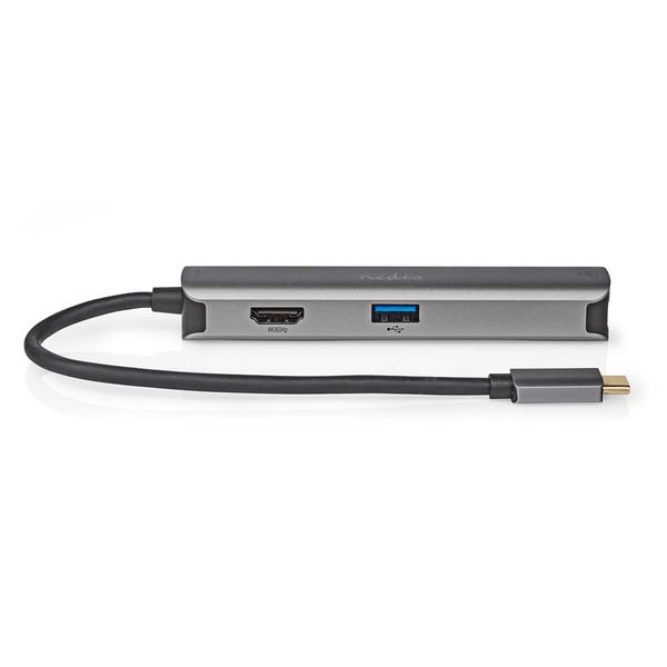 Nedis USB Multi-Port Adapter | 5-in-1 | USB 3.2 Gen 1 | USB-C™ Hann | HDMI™ Output / RJ45 Hun / 3x USB-A Hunn | 5 Gbps | 0.20 m | Rund | Gull belagt |