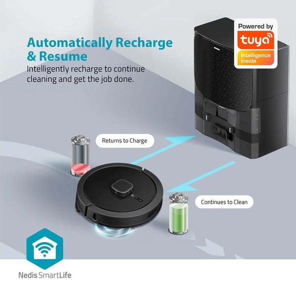Nedis SmartLife Robot Støvsuger | Navigasjons metode: Lasernavigasjon | Wi-Fi | Kapasitet Collection Reservoir: 0.6 l | Automatsik lading | Maksimal d