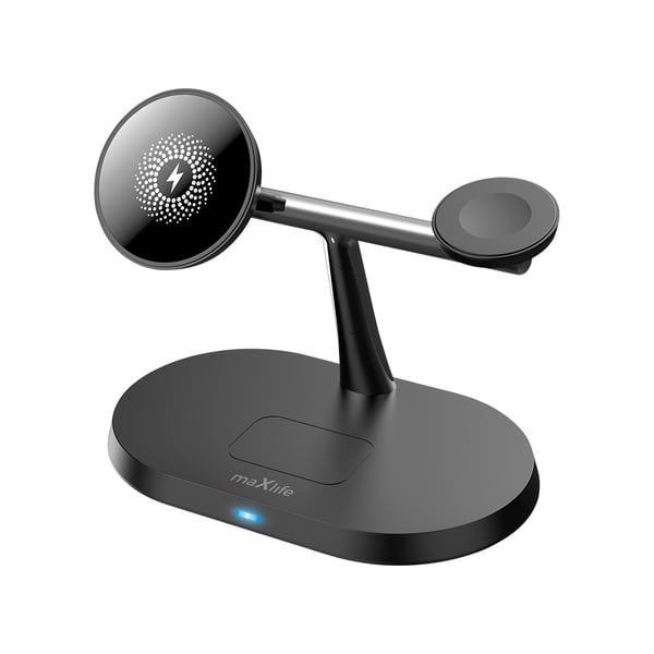 Maxlife MXWC-03 - 3-i-1 trådløs ladestasjon, 15 W, svart