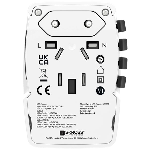 SKROSS World USB Charger AC65PD USB-C PD + USB-A 65W