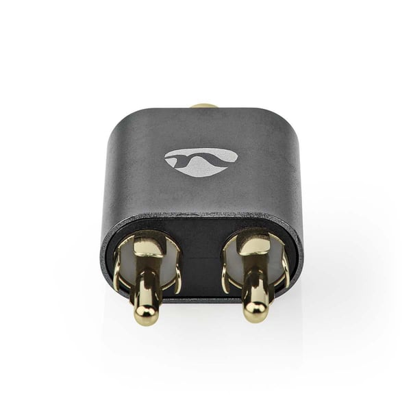 Nedis Stereo Audio Adapter | 2x RCA Han | 3.5 mm Hun | Gull belagt | Rett | Aluminium | Gun Metal Grå | 1 stk. | Deksel Vindusboks