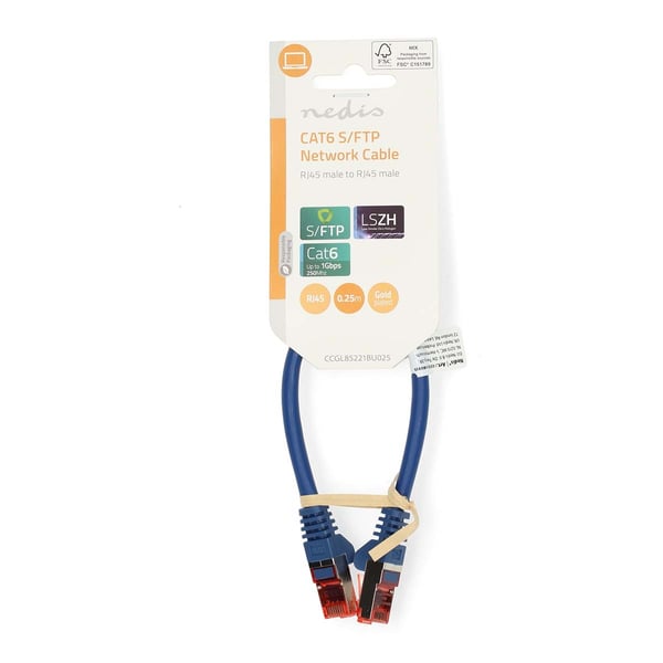 Nedis CAT6 Nettverkskabel | RJ45 Han | RJ45 Han | S/FTP | 0.25 m | Rund | LSZH | Blå | Label